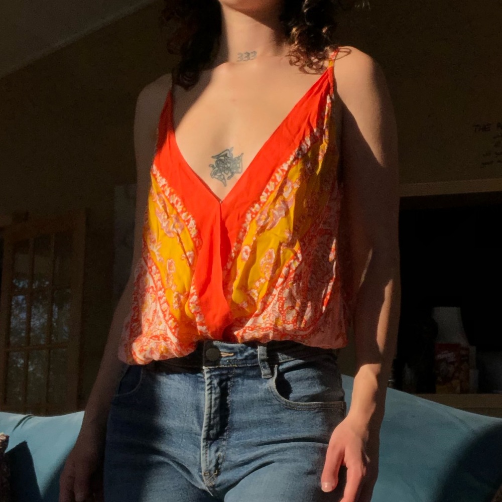 Floral plunge bodysuit